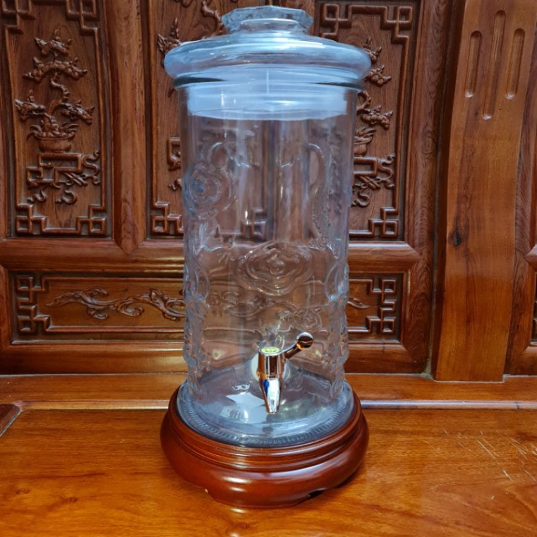 Bình ngâm rượu Thuỷ tinh dáng trụ rồng có vòi, không vòi 6L, 8L, 10L, 12L, 15L, 19L