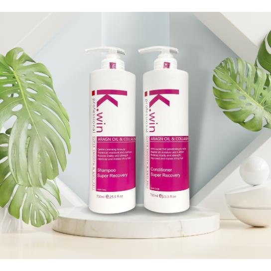 Dầu gội xả cặp dưỡng tóc mượt ngăn ngừa chống rụng tóc K.win pink super smoothing and anti-fall 750ml chống gầu ngứa dầu