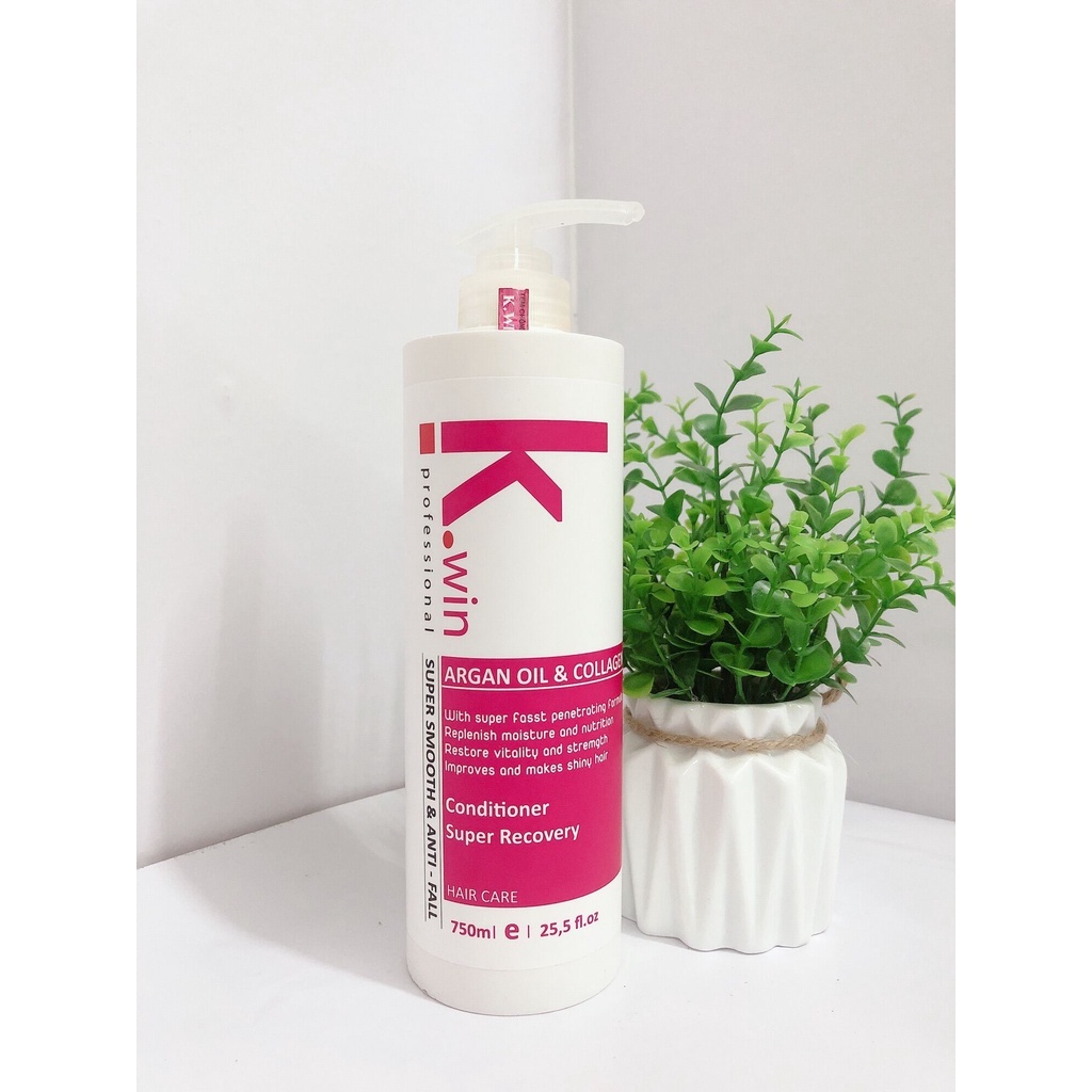 Dầu gội xả cặp dưỡng tóc mượt ngăn ngừa chống rụng tóc K.win pink super smoothing and anti-fall 750ml chống gầu ngứa dầu