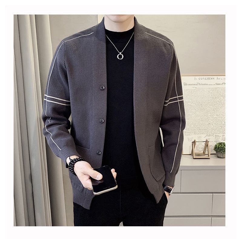 Áo Khoác Cardigan Dệt Kim Phong Cách Hàn Quốc Thời Trang Mùa Thu Cho Nam Giới