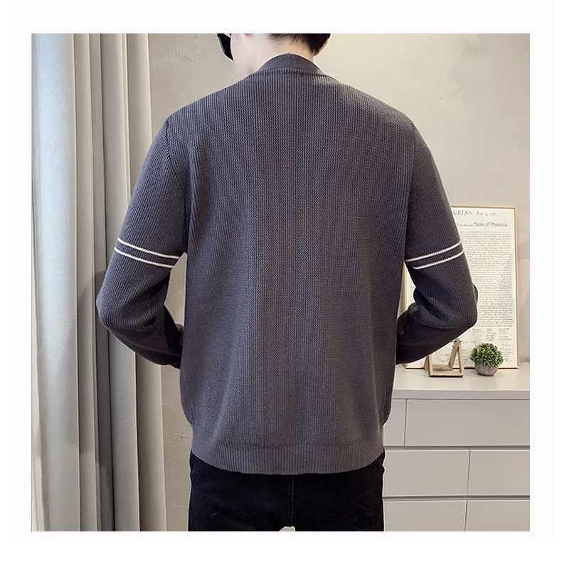 Áo Khoác Cardigan Dệt Kim Phong Cách Hàn Quốc Thời Trang Mùa Thu Cho Nam Giới