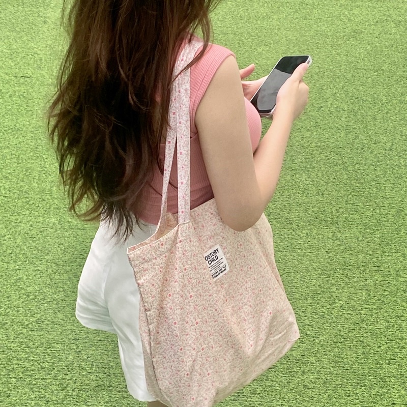 Túi tote vải Florina đơn giản hoạ tiết hoa nhí Hàn quốc đeo đi học đi chơi
