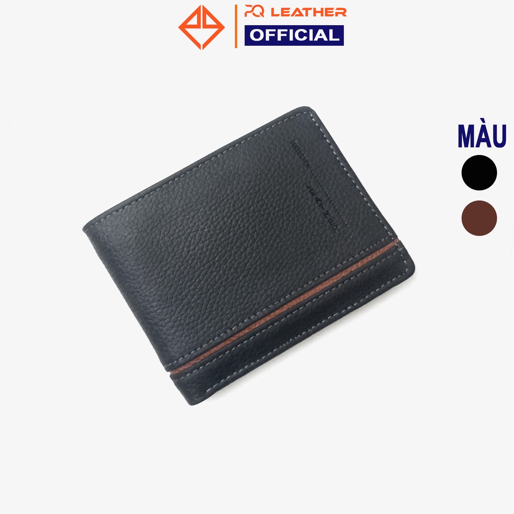 Ví nam da bò sáp Italy phối màu lịch lãm, sang trọng PQ Leather PV2 - BH 12 tháng