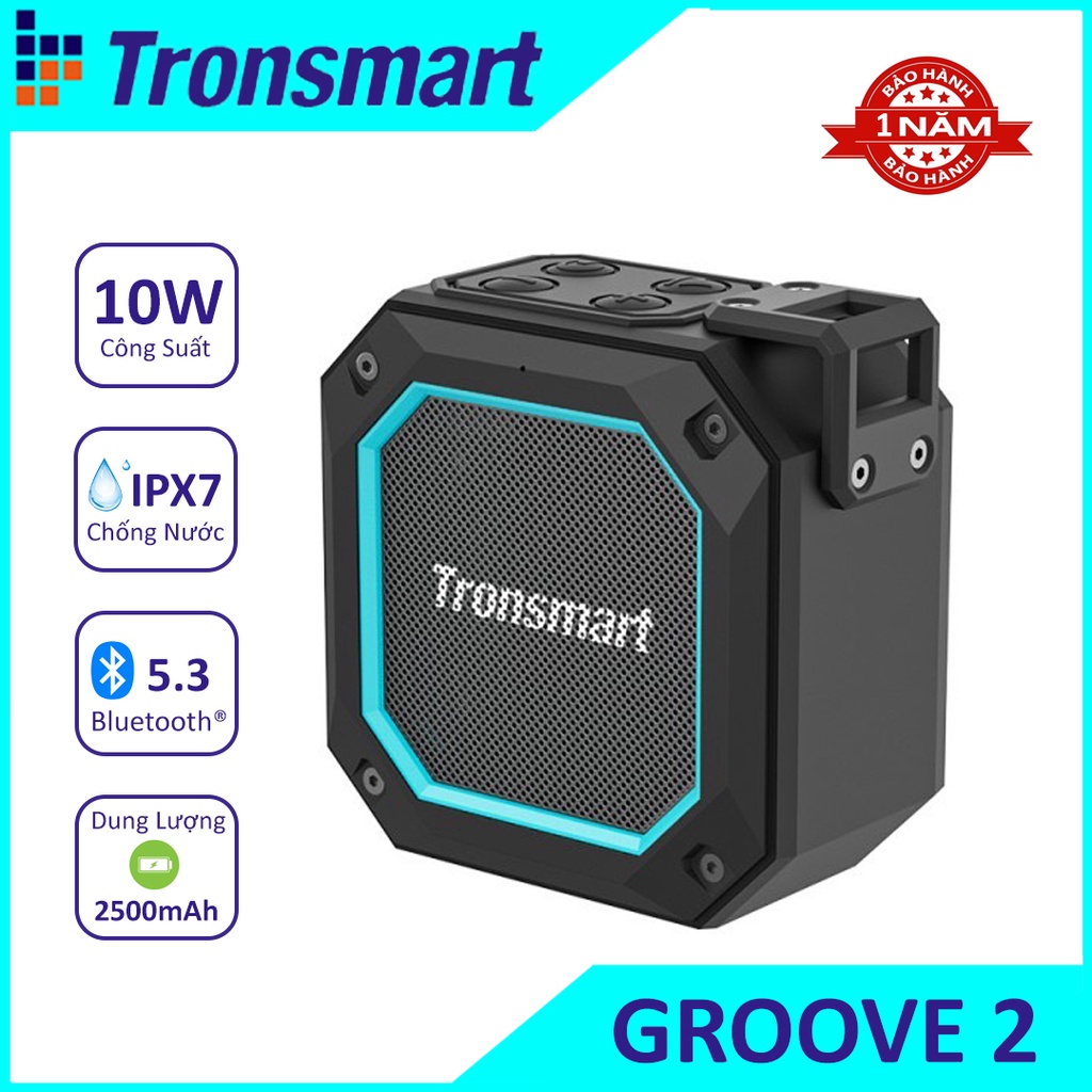 Loa Bluetooth 5.3 Tronsmart Groove 2 Công Suất 10W Chống Nước IPX7 Âm Thanh Siêu Trầm Ghép Đôi Âm Thanh Nổi - Chính Hãng