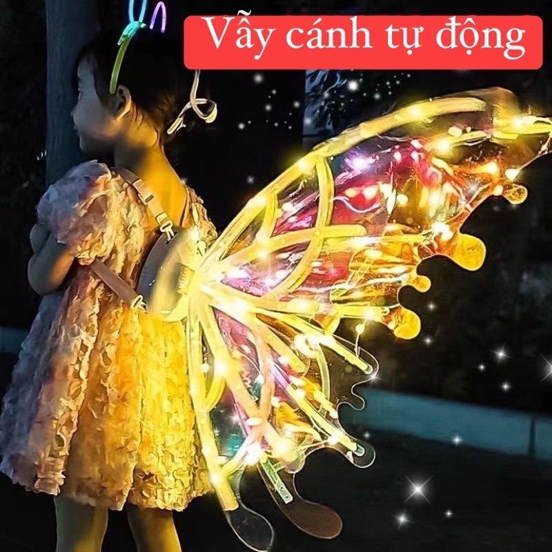 Cánh Thiên Thần Tự Vẫy Và Phát Sáng Cho Bé Gái Vui Chơi Các Ngày Lễ Hội - Đôi Cánh Thiên Thần Cho Bé Gái Vui Chơi