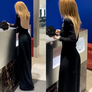 Jumpsuit hở lưng dài tay ôm eo a8