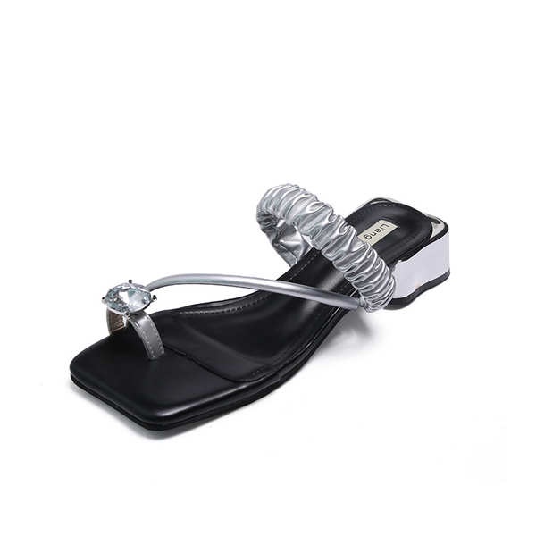 Giày Sandal Cao Gót Hở Ngón Đính Đá Phong Cách Thời Trang Mới