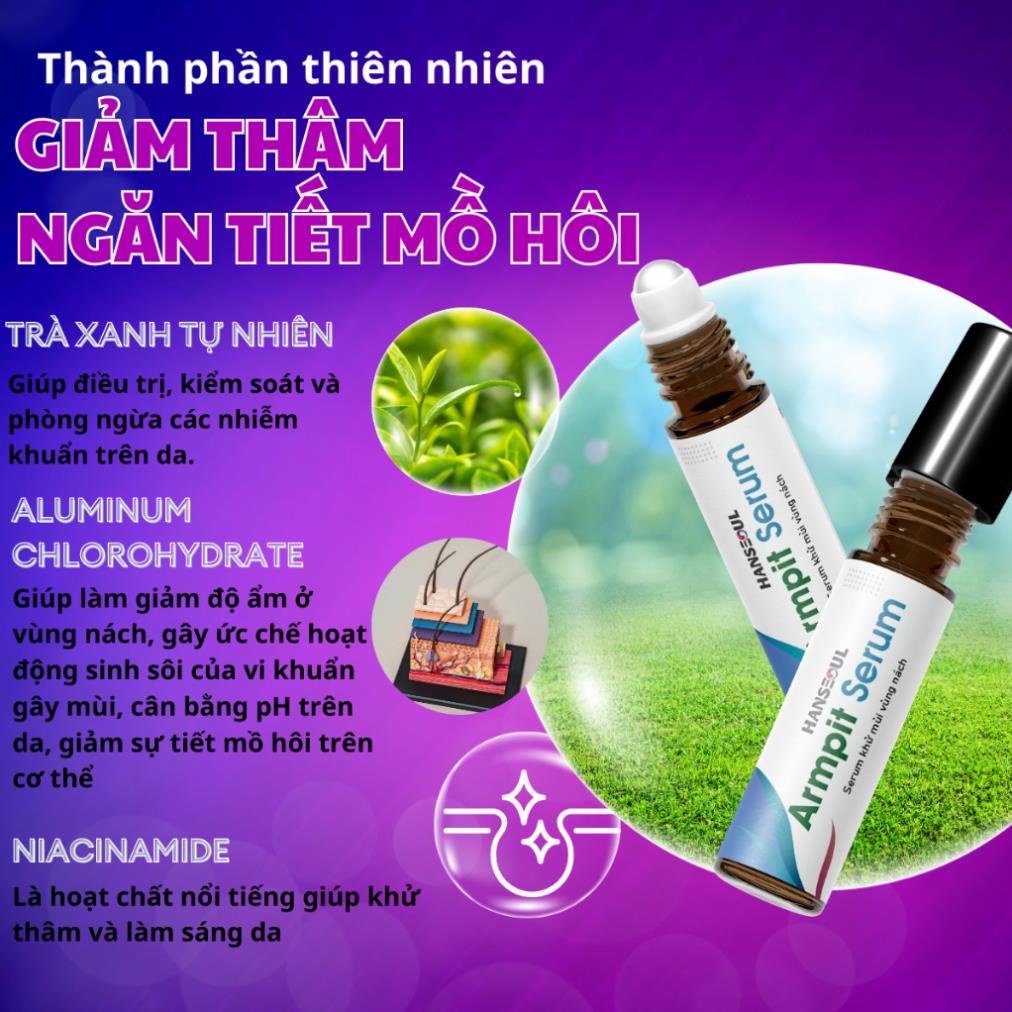 Serum lăn nách khử mùi hôi nách Armpit giúp làm sáng da, không bết dính, nhỏ gọn 10ml