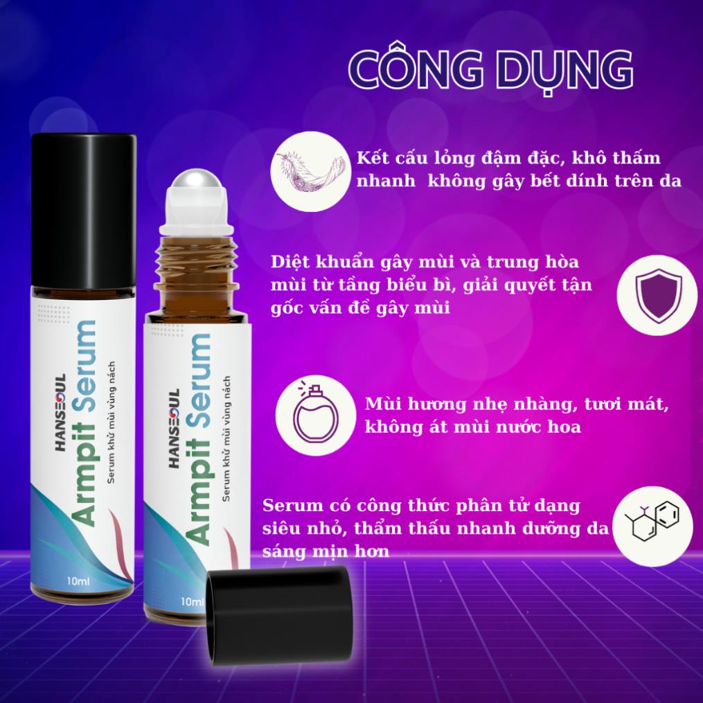 Serum lăn nách khử mùi hôi nách Armpit giúp làm sáng da, không bết dính, nhỏ gọn 10ml