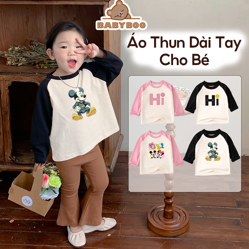 Áo Thun Dài Tay Bé Gái Bé Trai ADT02 BabyBoo Cotton Chọn Lọc, Nhẹ Nhàng, Dễ Phối Đồ