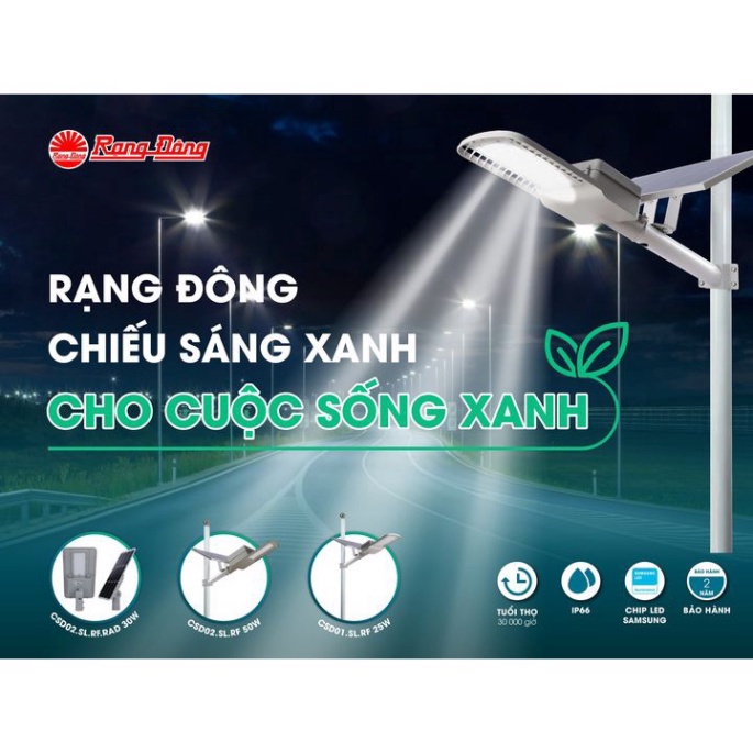 Đèn đường-ngõ xóm Năng lượng mặt trời 25W Rạng Đông siêu sáng CSD01.SL.RF 25W