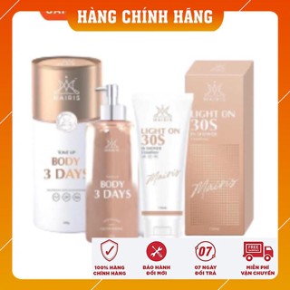 Combo Tắm Ủ Trắng 30s Light On Và Body Truyền Trắng 3 Days Mairis, Tẩy Tế Bào Chết, Dưỡng Trắng Mịn, Chống Nắng