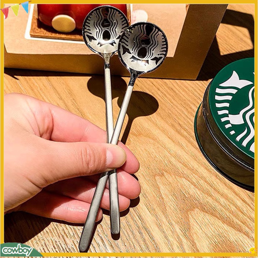 (cowboy) Muỗng uống cà phê in logo Starbucks làm từ thép không gỉ tiện lợi