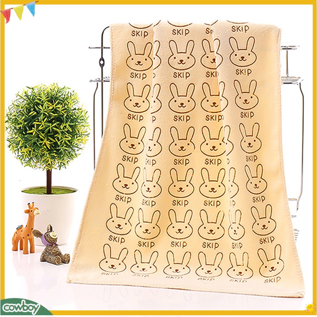 Khăn tắm mềm mại thoáng khí hấp thụ nước in hình thỏ hoạt hình xinh xắn cho bé