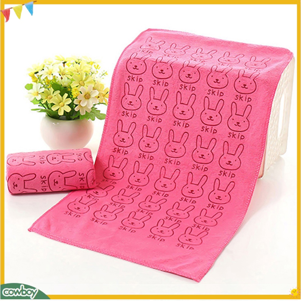Khăn tắm mềm mại thoáng khí hấp thụ nước in hình thỏ hoạt hình xinh xắn cho bé