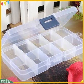 (cowboy) Hộp Nhựa Rỗng 10 Ngăn Đựng Hạt/trang Sức/ốc Vít 12.8x6.7x2.2cm