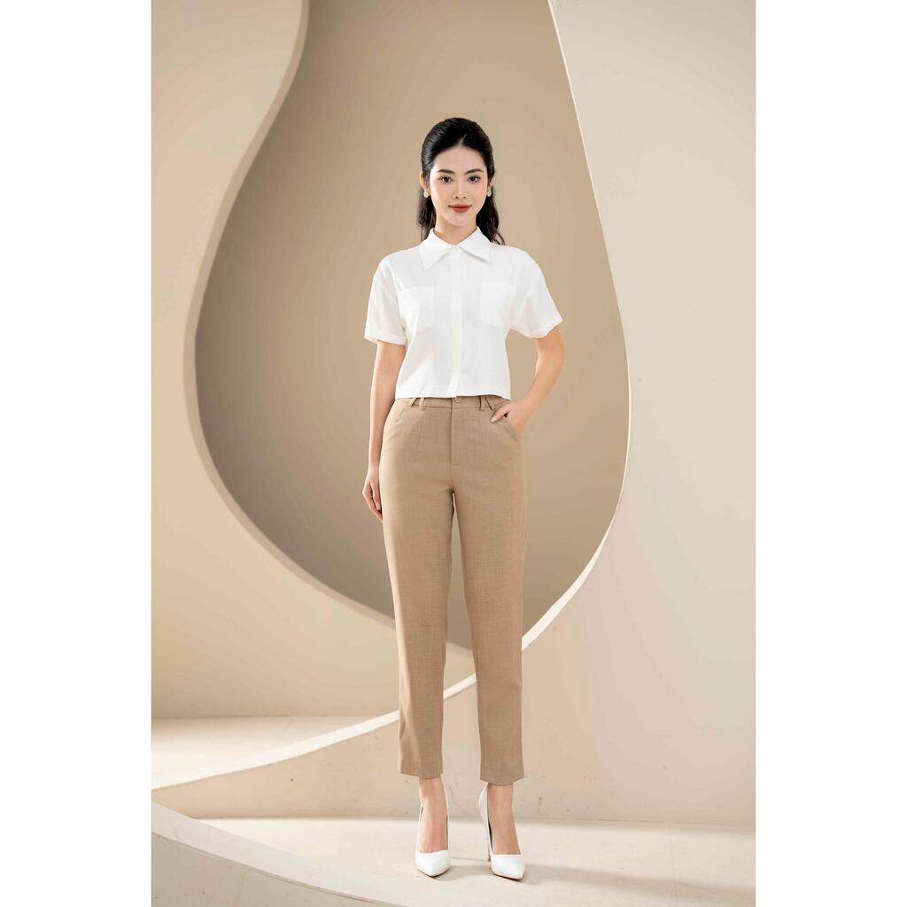 Quần ống côn, đỉa gập chéo V MMOutfit QU0223155