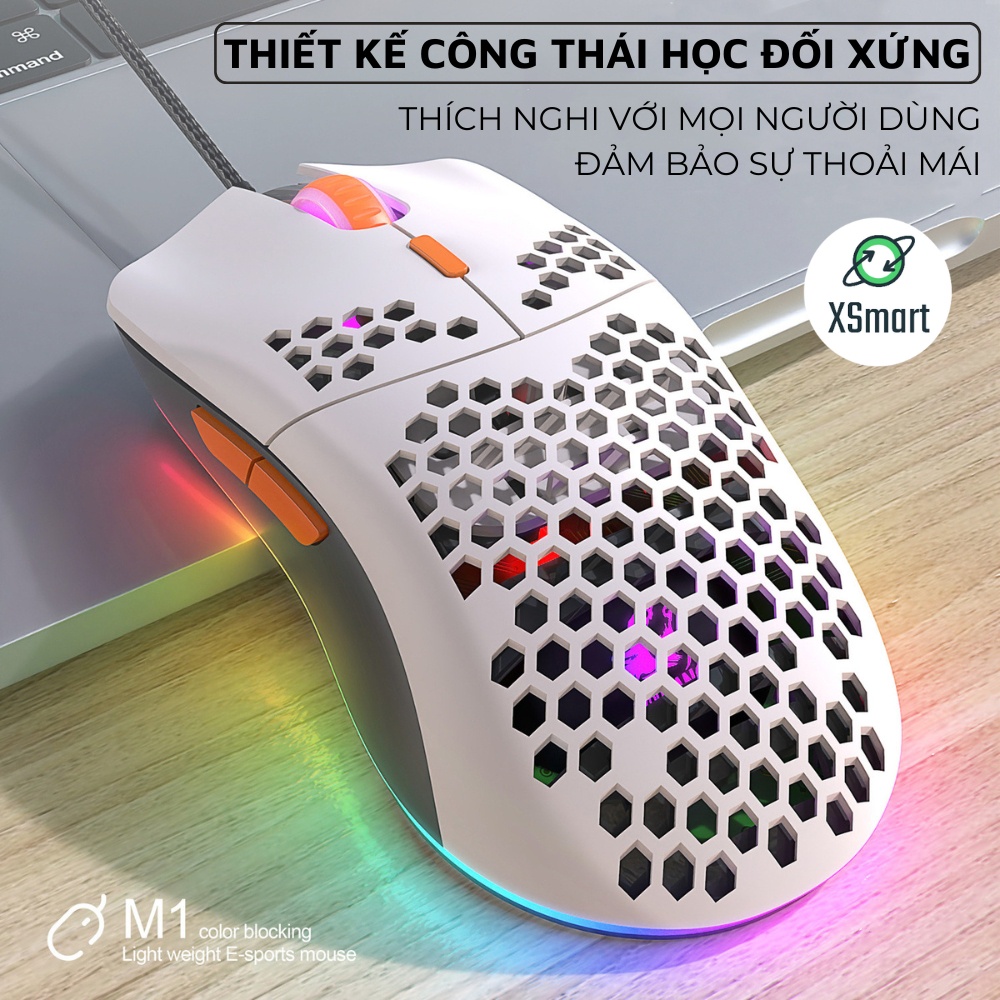 Chuột Máy Tính, Chuột Vi Tính LED RGB M1 PRO 2023 Cực Đẹp, Thiết Kế Chuột Gaming Độc Lạ