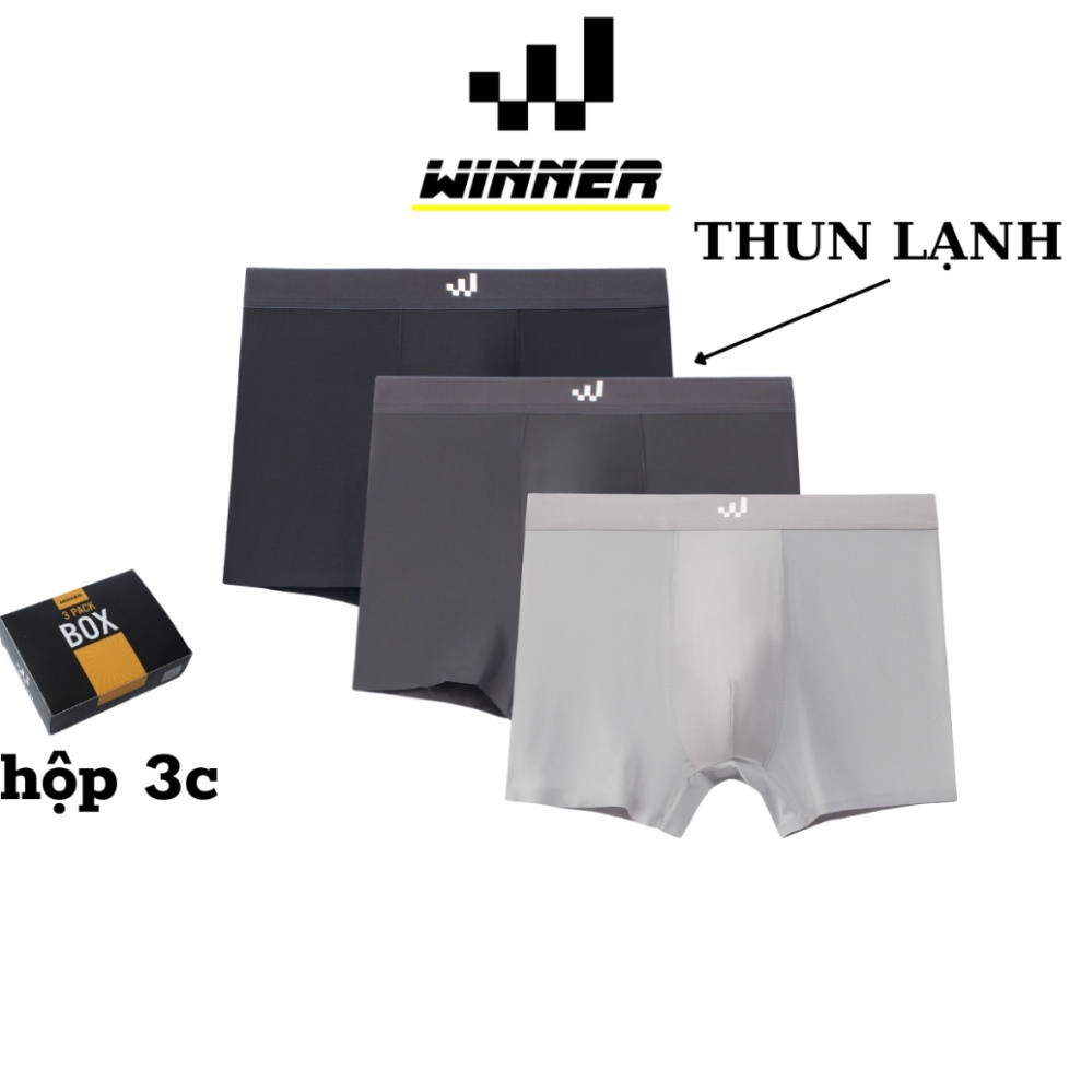 Quần lót nam boxer thun lạnh , combo 3 quần sịp đùi nam cao cấp cạp to, co dãn , thoáng khí ,khử khuẩn mã 