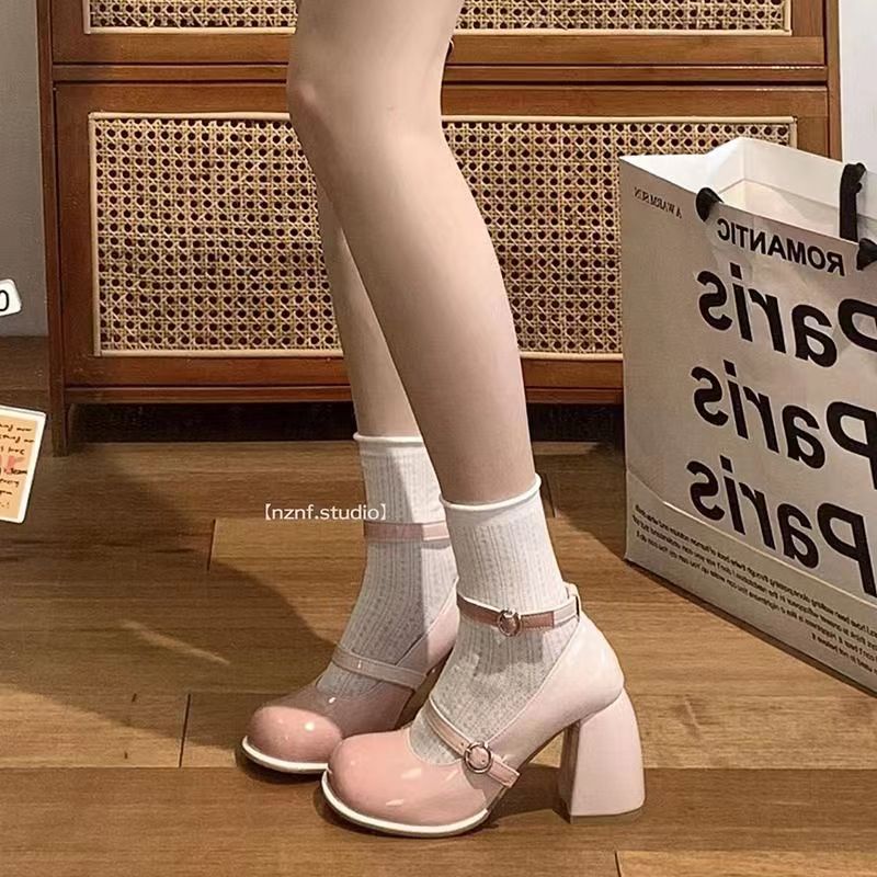 Giày cao gót khối phụ nữ mùa hè pháp mary jane giày