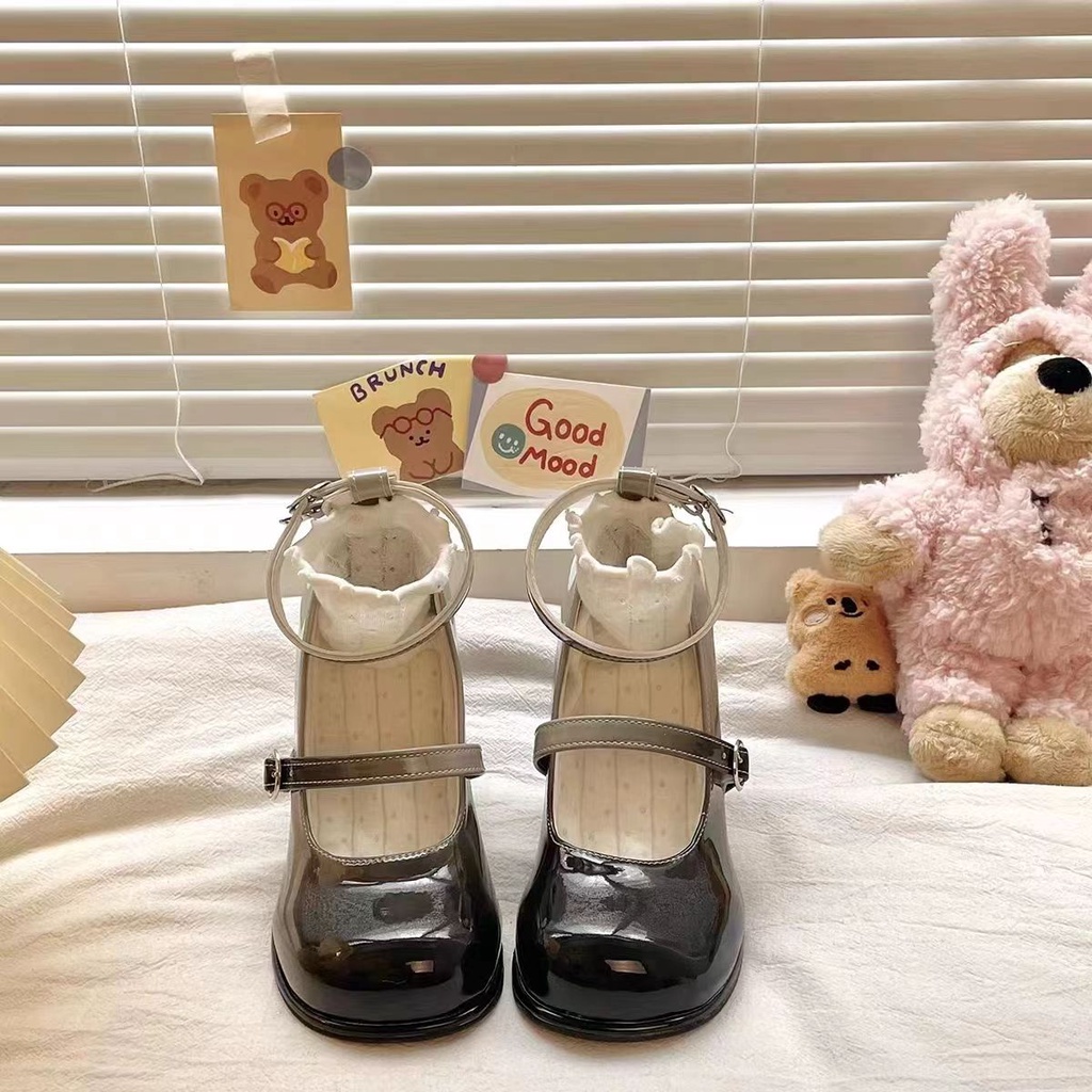 Giày cao gót khối phụ nữ mùa hè pháp mary jane giày