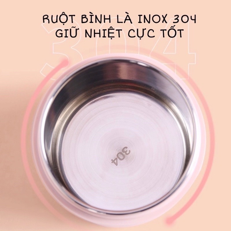 Bình ủ cháo inox 304 cho bé trai bé gái tiện dụng