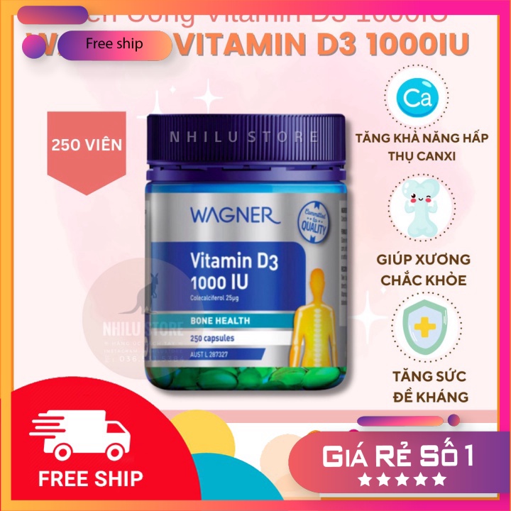 Viên Uống Bổ Sung Vitamin D3 Bổ Xương Wagner 1000IU CHÍNH HÃNG