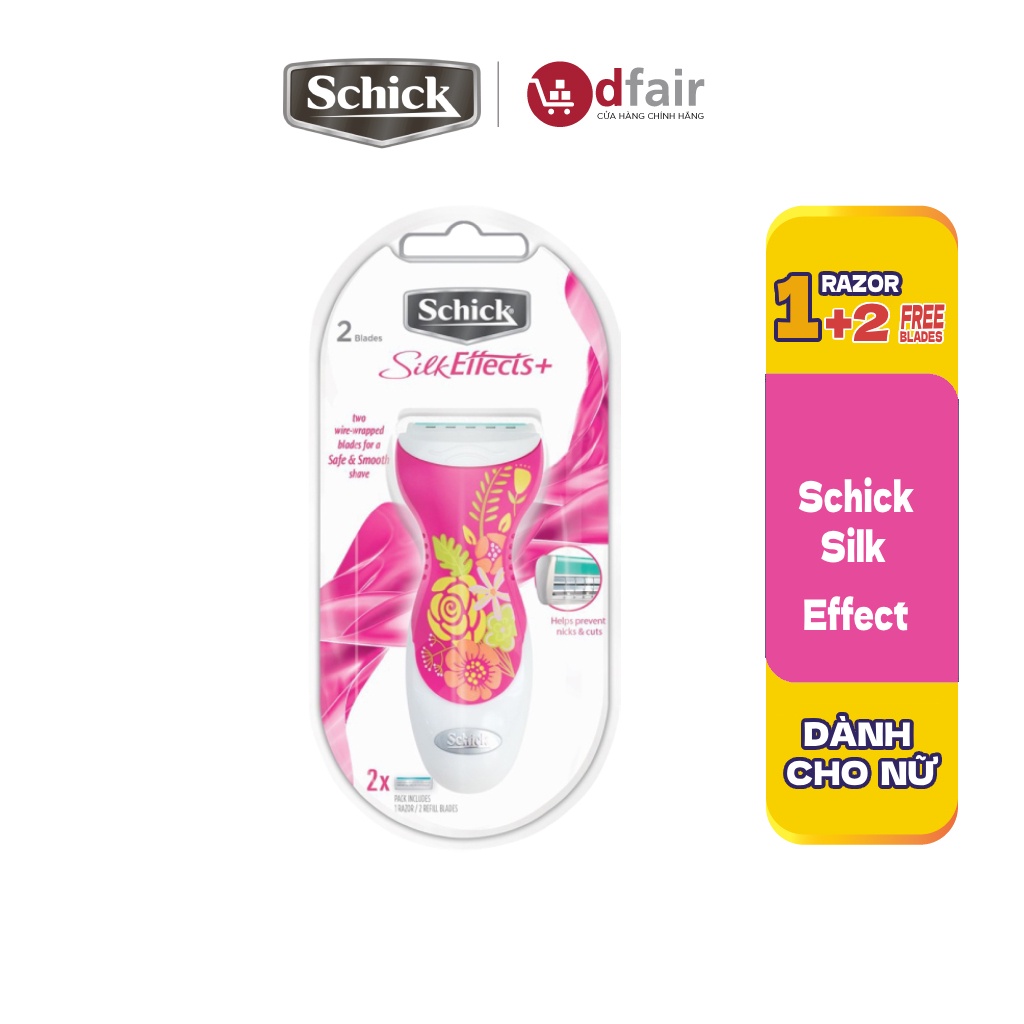 [Vỉ 1 Cán Và 2 Lưỡi] Dao Cạo Cho Nữ Schick Silk Effects 2S _ Thay Được Lưỡi