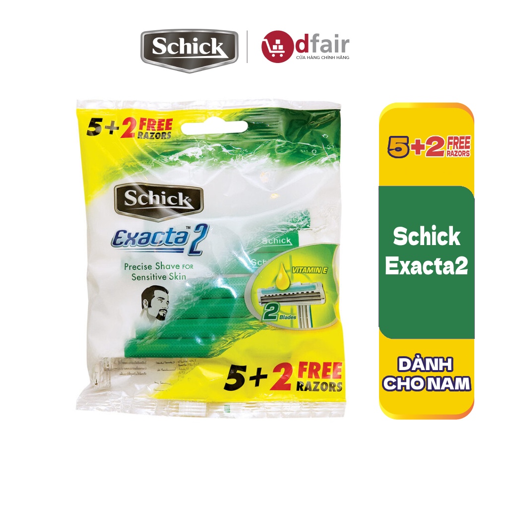 [Vỉ 5 Tặng 2] Dao Cạo Cho Nam Schick Exacta2 2+1S _ Dùng 1 Lần