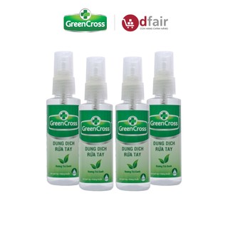 Combo 4 Xịt Rửa Tay Khô Green Cross Hương Trà Xanh Chai 70ML