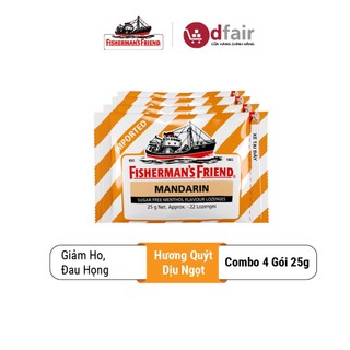 Combo 4 Gói Kẹo Con Tàu Cay Fisherman's Friends Hương Quýt (25G/Gói)