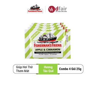 Combo 4 Gói Kẹo Con Tàu Cay Fisherman's Friends Hương Táo Quế (25G/Gói)