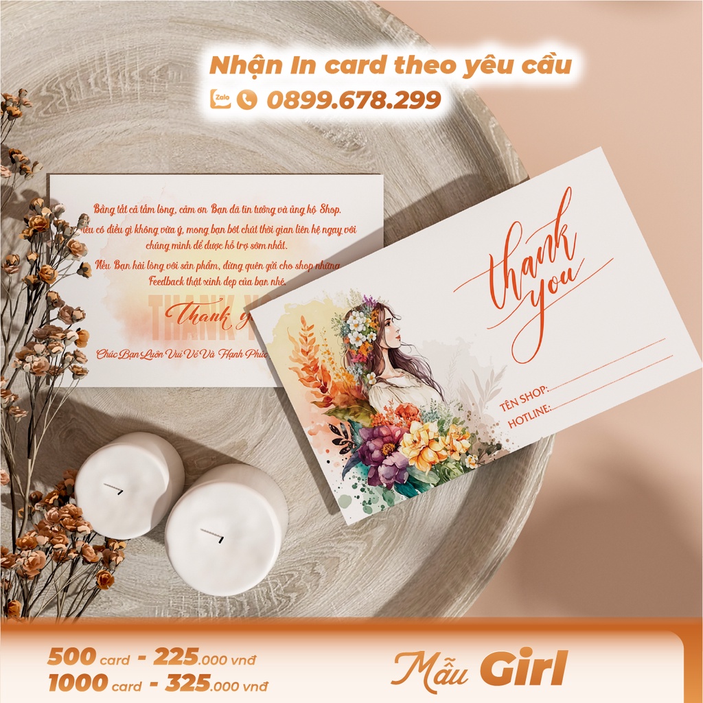 CARD CẢM ƠN, CARD THANK YOU GIẤY C300 ĐIỀN TÊN + SDT SHOP