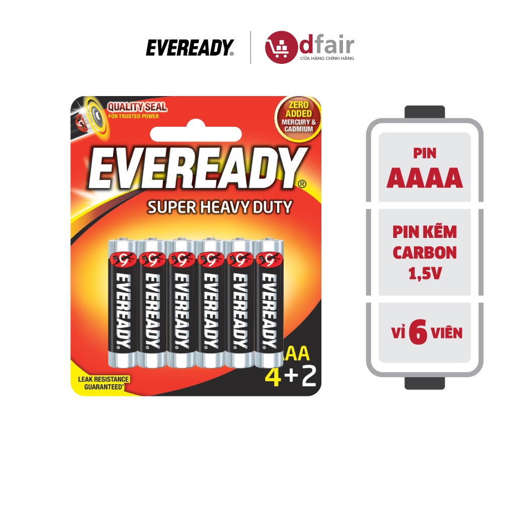 [Vỉ 4 Tặng 2] Pin AAA Eveready Supper Heavy Duty 1212 BP4+2 - 100628874