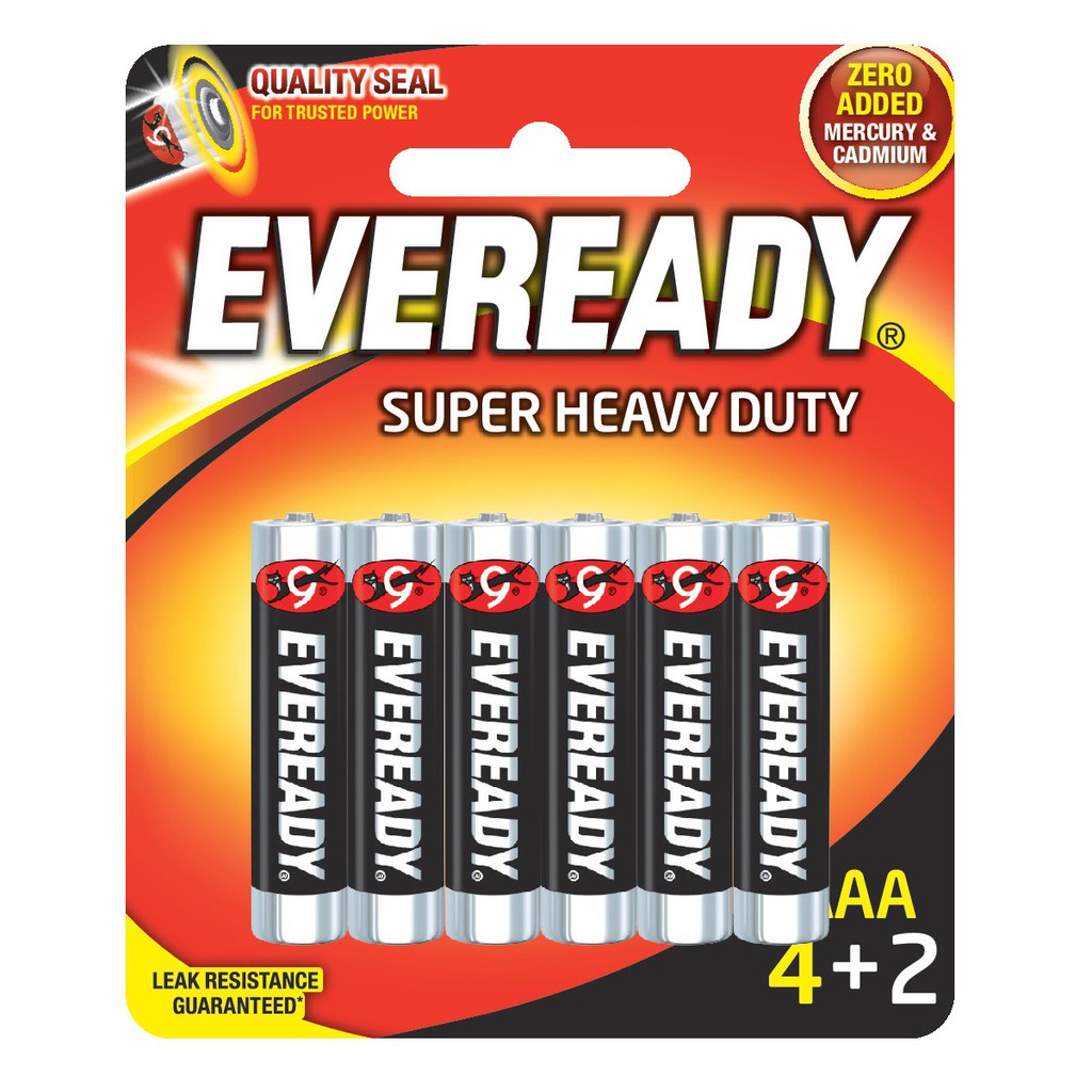 [Vỉ 4 Tặng 2] Pin AAA Eveready Supper Heavy Duty 1212 BP4+2 - 100628874
