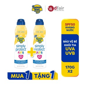 [Tặng 1 Sản Phẩm Cùng Loại] Chai Xịt Chống Nắng Cho Bé Banana Boat Simply Protect Kids SPF50/PA++++ 170G/Chai