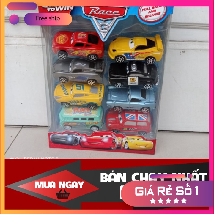 Set 8 chiếc ô tô Mcqueen bằng nhựa chạy đà siêu hot