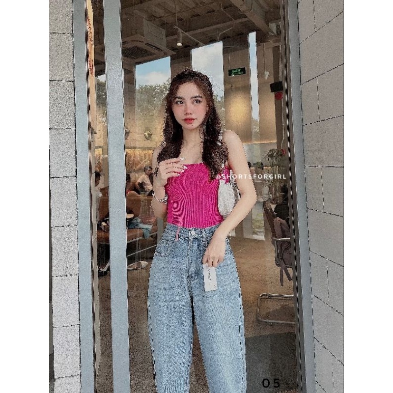 Quần jeans nữ, quần bò nữ ống loe lưng cao màu xanh bạc siêu nhẹ nhàng phù hợp cho đi học MS 03