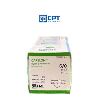  Hộp 12 tép chỉ nilon Carelon CPT số 6 nhấn mí khâu da - Chỉ không tan tổng hợp Carelon  Nylon  số 6 0 
