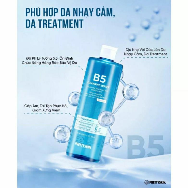 Nước tẩy trang b5 nhà Prettyskin giúp làm sạch sâu, cấp ẩm phục hồi cho da