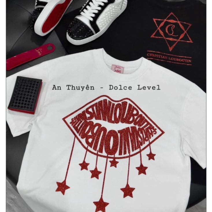 Áo Thun Nam Nữ Họa Tiết Logo Đôi Môi Kim Tuyến Cao Cấp - Áo Phông Siêu Cấp Chất Cotton Cổ Bo Dành Cho Các Boy Phố B 2