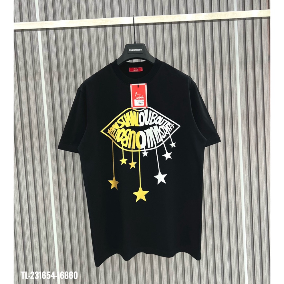 Áo Thun Nam Nữ Họa Tiết Logo Đôi Môi Kim Tuyến Cao Cấp - Áo Phông Siêu Cấp Chất Cotton Cổ Bo Dành Cho Các Boy Phố B 2