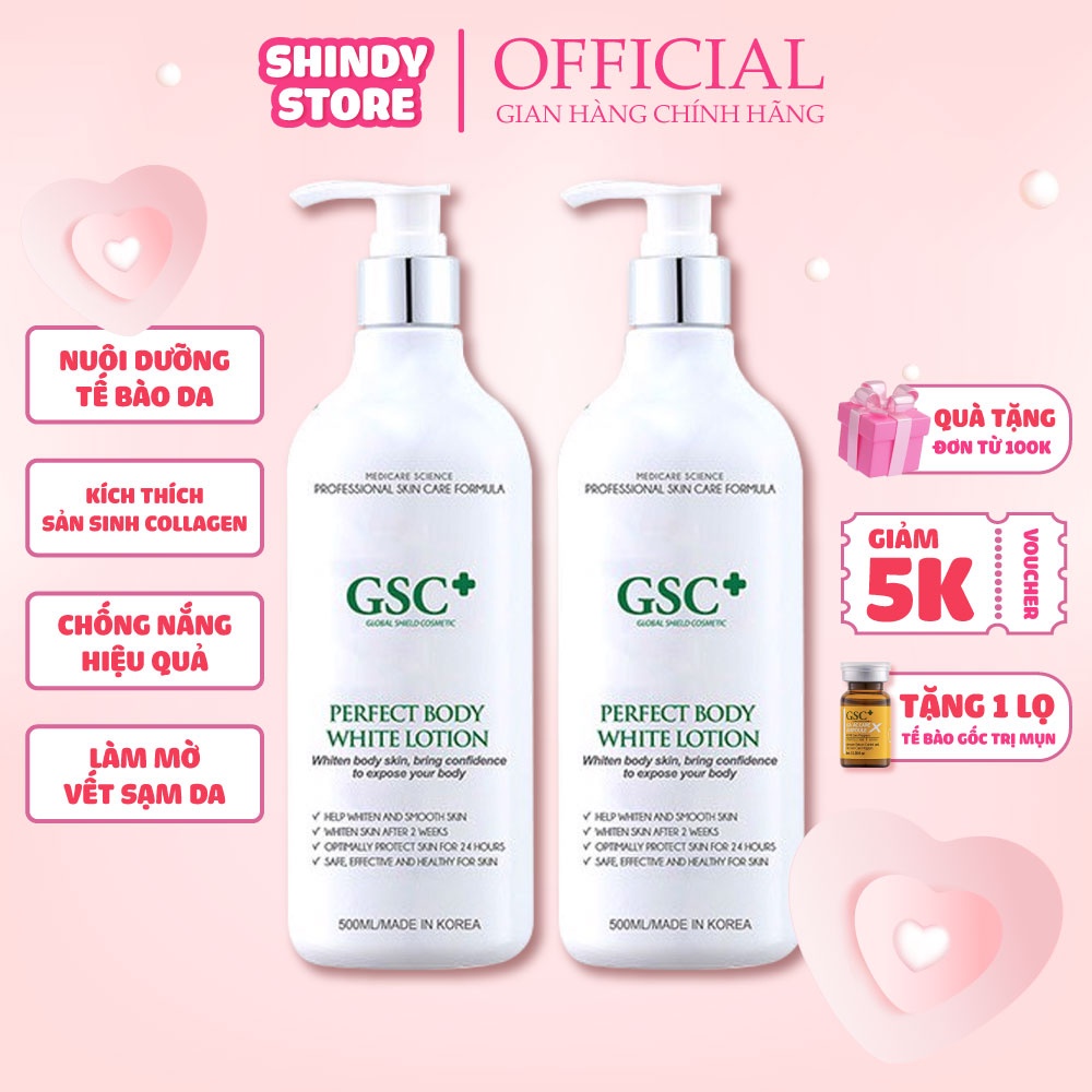 Kem dưỡng trắng Body GSC Perfect Body White Lotion 500ml chính hãng Chính Hãng