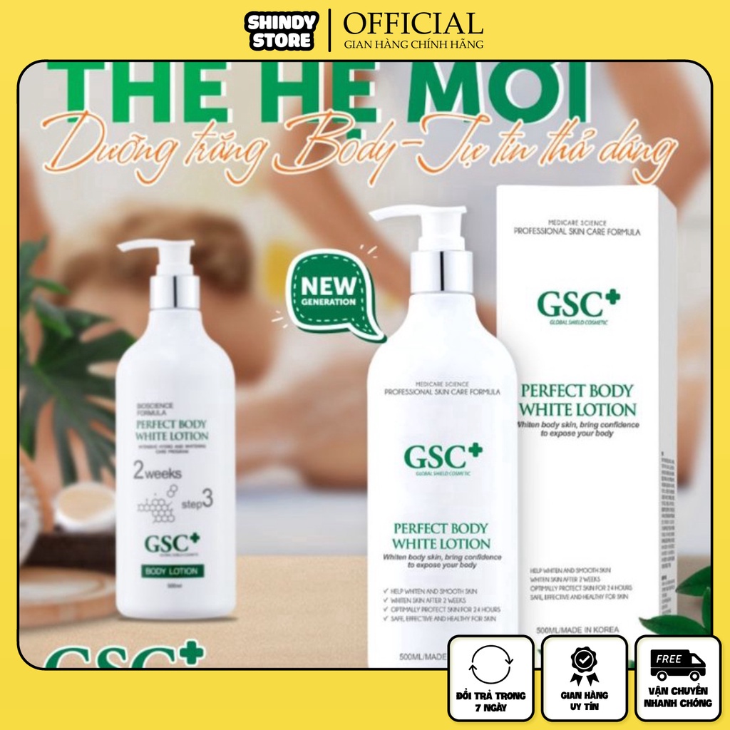Kem dưỡng trắng Body GSC Perfect Body White Lotion 500ml chính hãng Chính Hãng