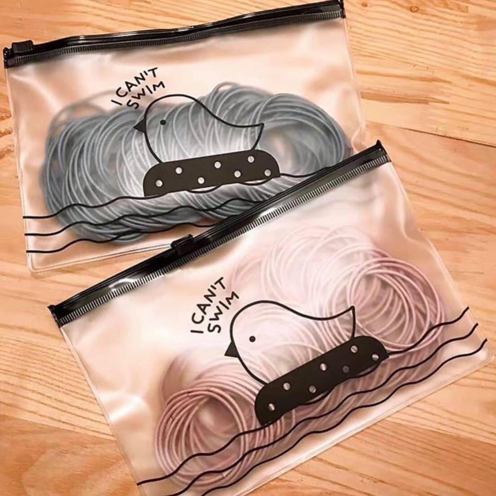 Set 100 Dây Chun Buộc Tóc Trơn Dựng Túi Zip Mix Màu hk7