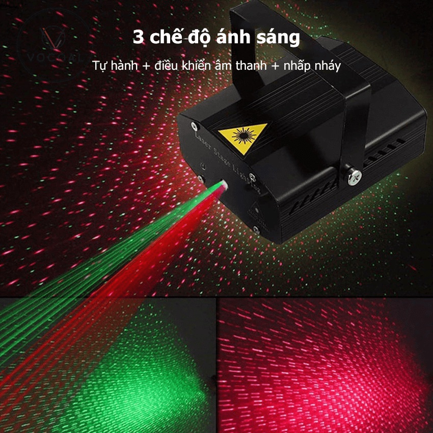 Giá tận gốc Vocoal Đèn laser ánh sáng laze cảm biến âm thanh - Kết hợp Đèn LED xoay 7 màu dùng trang trí vũ trường, phòn