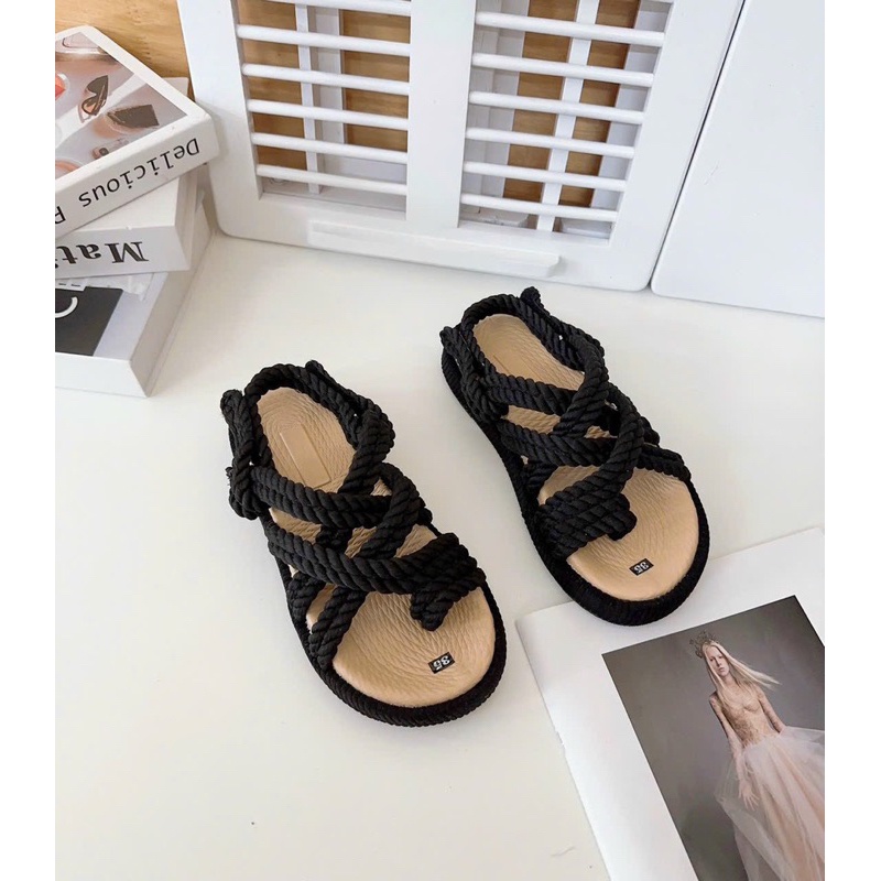 GIÀY SANDAL QUAI DÂY DÙ XỎ NGÓN ĐẾ 2 LỚP CAO 3 PHÂN SIÊU XINH