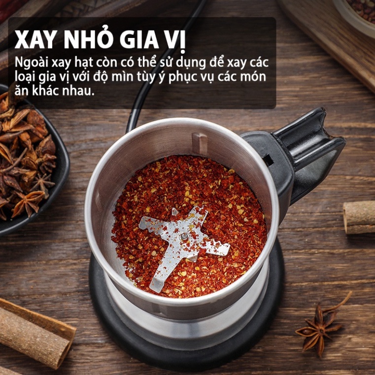 Máy xay hạt khô đa năng - Dung tích 440ml - 300W Lưỡi dao 6 cánh - INOX 304 - Dụng cụ nghiền hạt dễ dàng