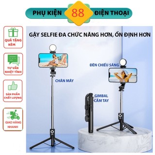 Gậy Chụp Hình Tripod Cây Selfie Đèn Livestream Video Tích Hợp 2 Đèn Fill Light Blutooth Điều Khiển Từ Xa 10 Mét