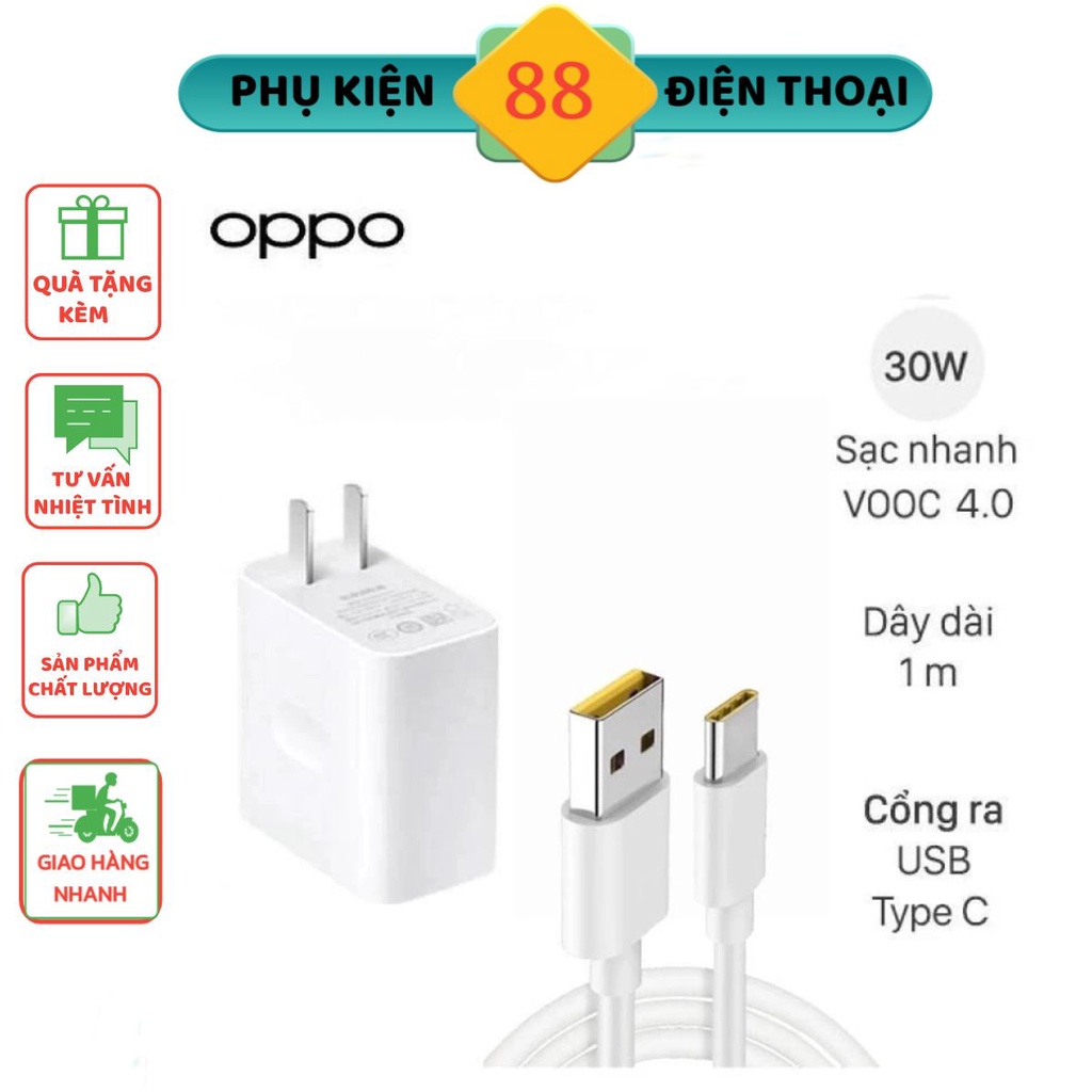 Bộ Sạc Điện Thoại Oppo Vooc 30w, Củ Sạc Nhanh Oppo Và Dây Sạc Nhanh Oppo Chuẩn Zin Bảo Hành 12 Tháng